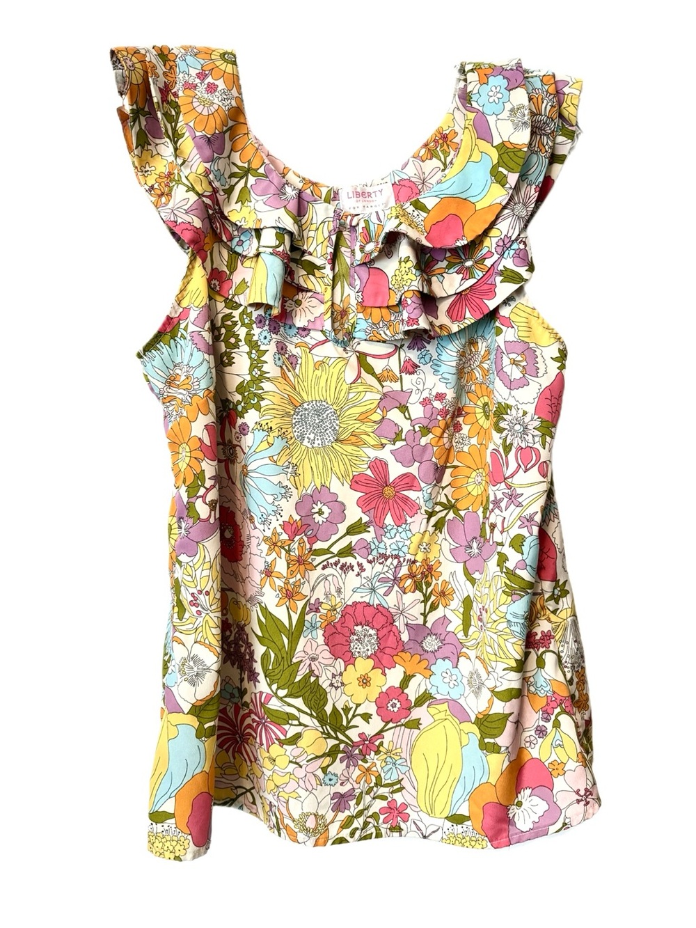 Liberty of London for Target Floral Ruffle Sleeveless Blouse Large Cottagecore